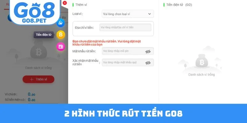 2 hình thức rút tiền Go8 xanh chín