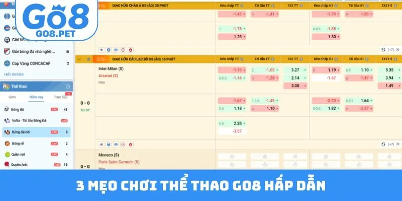 3 mẹo chơi thể thao Go8 cực hấp dẫn