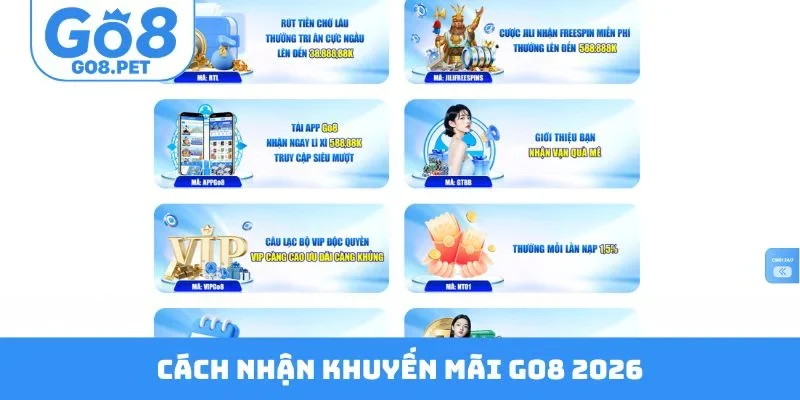 Cách nhận khuyến mãi GO8 2026