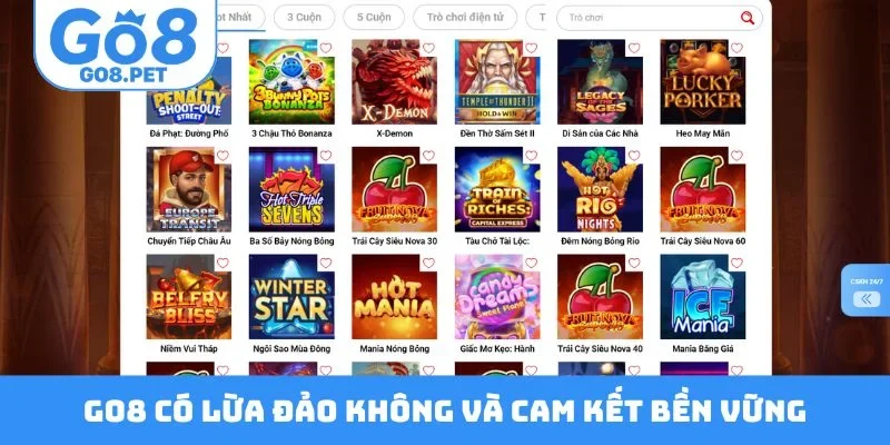 GO8 có lừa đảo không và cam kết bền vững