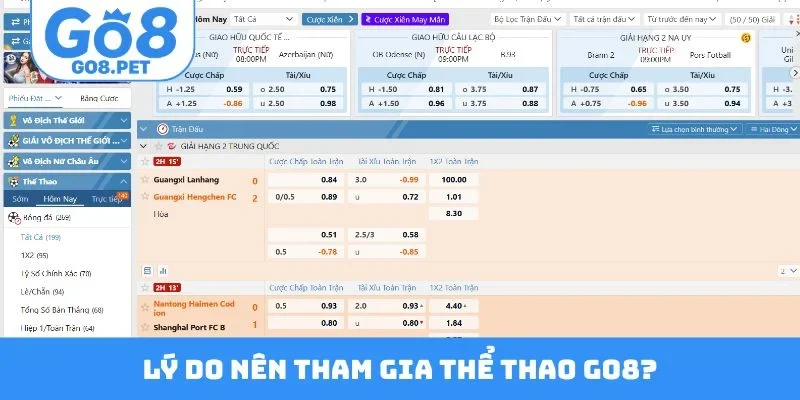 Lý do anh em nên tham gia thể thao Go8?